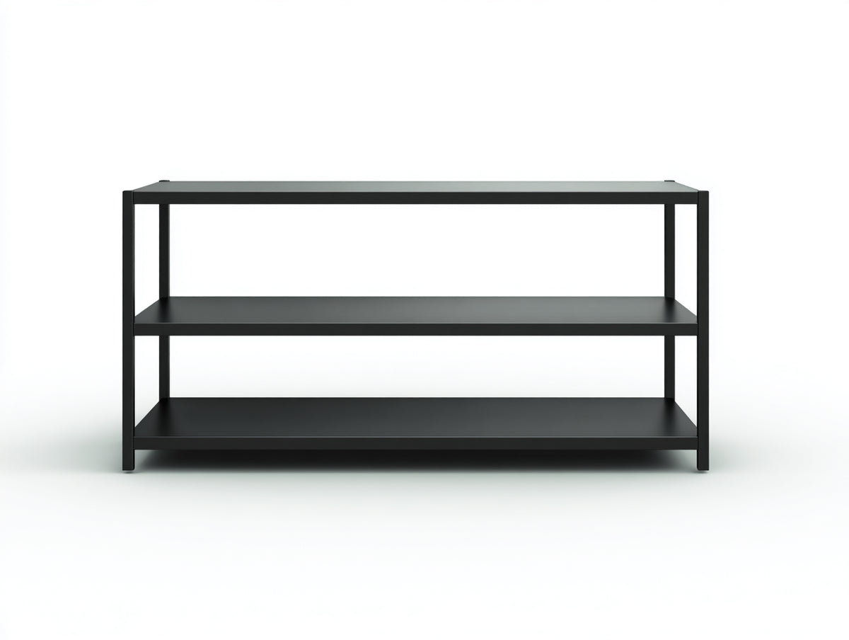 Console 120×35×72 cm - metallo nero - struttura aperta con ripiano centrale per camera da letto