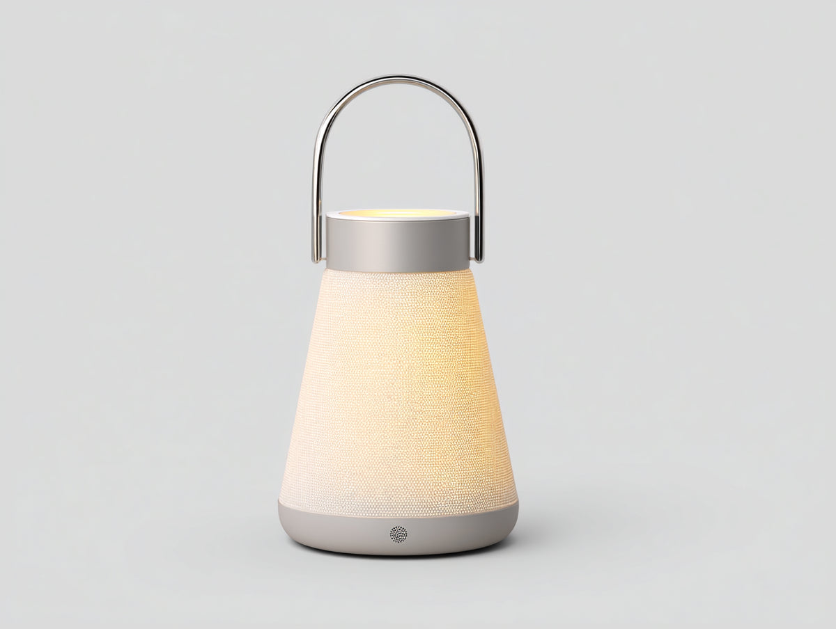 Lampada da scrivania 20×20×34 cm - beige e argento - diffusore luminoso con maniglia per camera da letto
