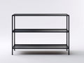 Console 120×35×85 cm - metallo nero opaco - struttura aperta con tre ripiani per Camera Da Letto