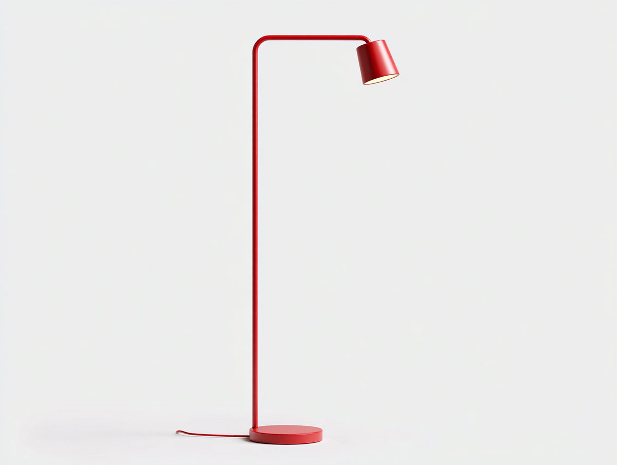 Lampada Da Scrivania 45×30×162 cm - metallo rosso satinato - braccio angolare con diffusore cilindrico per Camera Da Letto