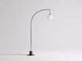 Lampada Da Scrivania ad arco 110×35×190 cm - metallo nero ottone e vetro bianco - illuminazione orientata per Camera Da Letto