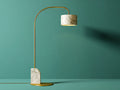Lampada Da Scrivania 95×32×168 cm - metallo dorato e marmo bianco - paralume cilindrico ad arco per Camera Da Letto