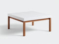 Tavolino da caffè 90×90×42 cm - piano bianco e legno marrone noce - design quadrato per soggiorno