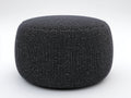 Pouf cilindrico 85×85×38 cm - tessuto nero intrecciato con dettagli chiari - arredo morbido per camera da letto