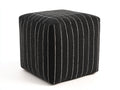 Pedale cubico 50×50×48 cm - tessuto nero con righe bianche - seduta geometrica per Camera Da Letto