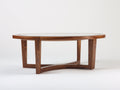 Tavolino Da Caffè 120×70×45 cm - legno di noce e vetro trasparente - piano ovale con base curva per Soggiorno