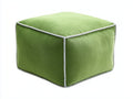Pouf quadrato 45×45×40 cm - tessuto verde con bordo bianco - seduta morbida moderna per camera da letto