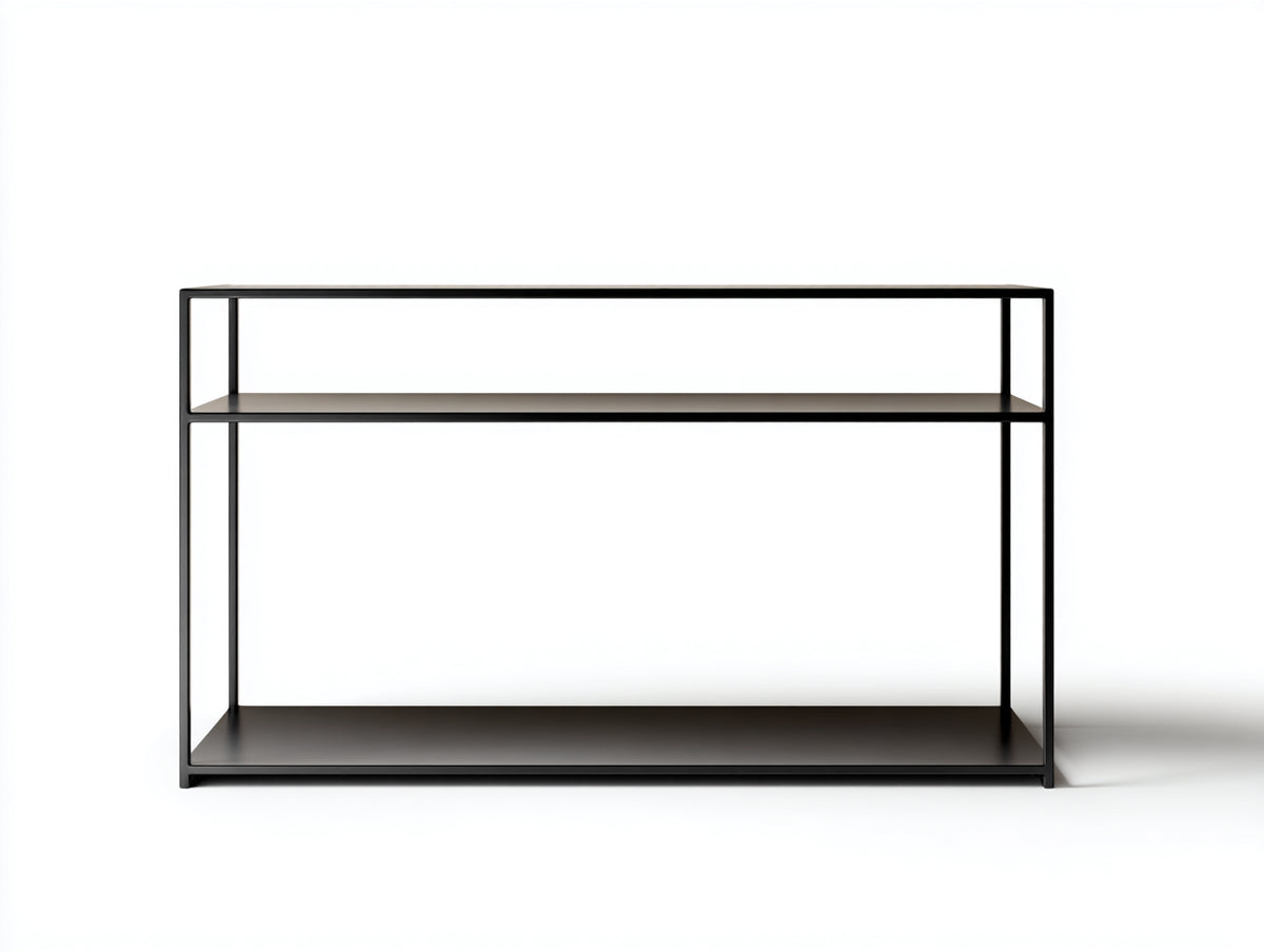 Console 115×32×80 cm - metallo nero - profilo sottile con vano aperto per camera da letto