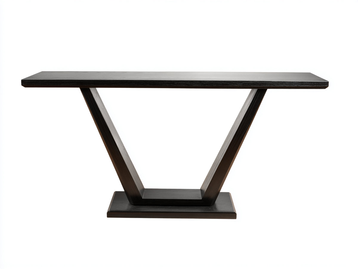 Console 132×40×78 cm - legno nero - base centrale a V per camera da letto