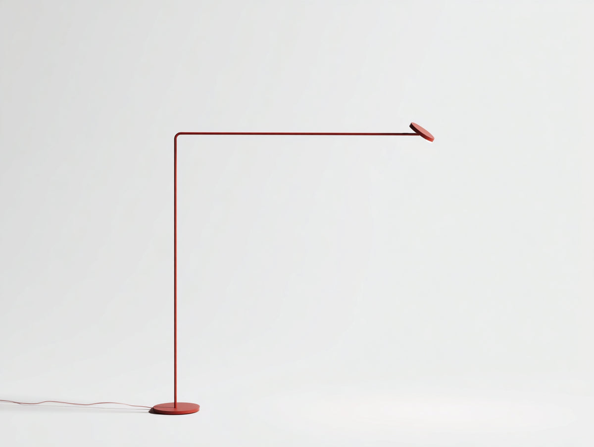 Lampada Da Scrivania 165×26×155 cm - metallo rosso corallo - braccio lungo con testa a disco per Camera Da Letto