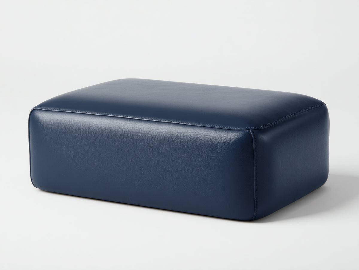 Pouf imbottito 100×70×36 cm - pelle sintetica blu scuro - complemento elegante per camera da letto
