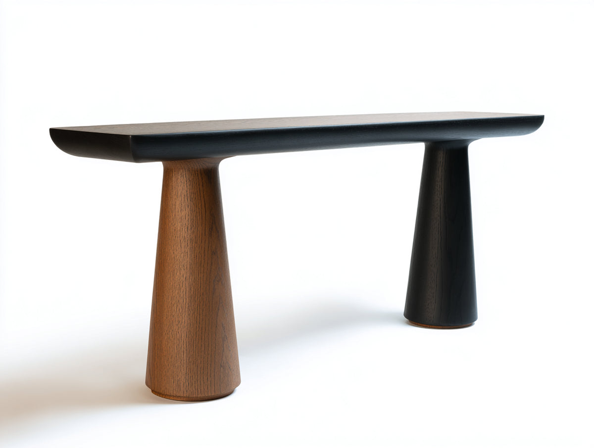 Console 170×40×82 cm - legno nero e marrone - piano sagomato con gambe coniche per Camera Da Letto