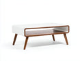 Tavolino da caffè 110×60×45 cm - bianco e legno marrone noce - vano aperto per soggiorno
