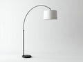 Lampada ad arco 115×35×205 cm - metallo nero e tessuto bianco - luce da lettura per camera da letto