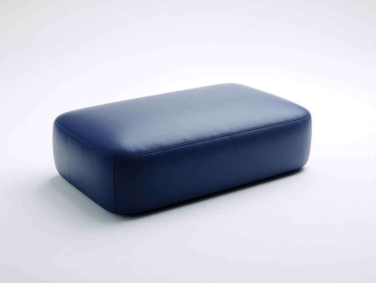 Pouf contenitore 90×60×35 cm - ecopelle blu navy imbottita - seduta moderna per camera da letto
