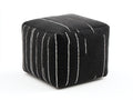 Pouf cubico 50×50×42 cm - tessuto nero con righe bianche - seduta imbottita contemporanea per camera da letto