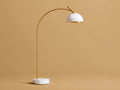 Lampada Da Scrivania 105×34×175 cm - metallo ottone e marmo bianco - cupola inclinabile con braccio curvo per Camera Da Letto