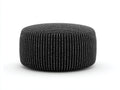 Pouf rotondo 80×80×35 cm - tessuto nero con trama bianca - seduta decorativa moderna per camera da letto