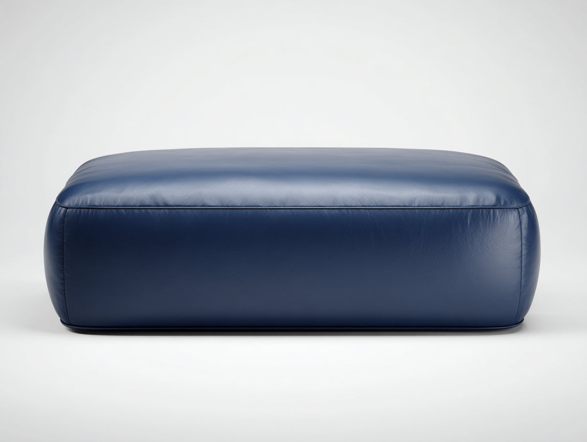 Pedale lungo 105×65×40 cm - pelle blu notte - seduta imbottita con profilo arrotondato per Camera Da Letto